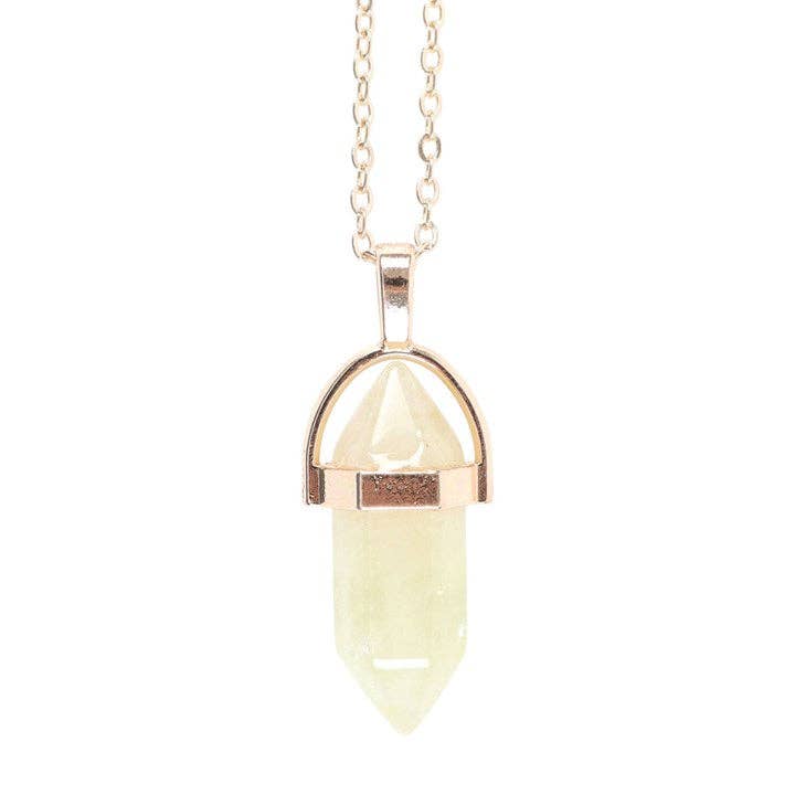 Necklace with a yellow pendant on a white background