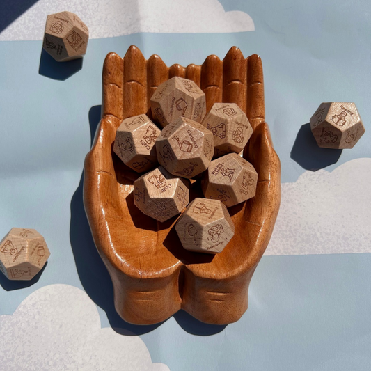 12-Sided Wooden Self-Care & Mindfulness Dice - Pocket Wellness Tool