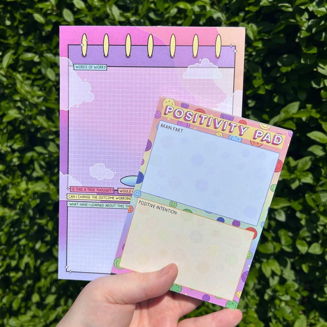 Worry & Positivity Notepad Set - Emotional Support Stationery Duo