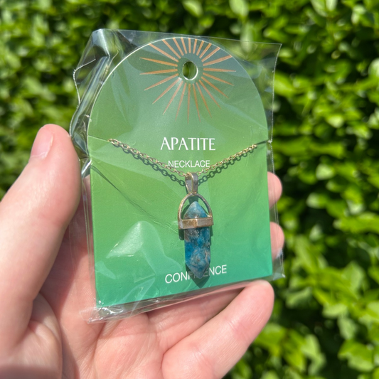 Crystal Pendant Necklace - Confidence (Apatite) or Happiness (Lemon Quartz)