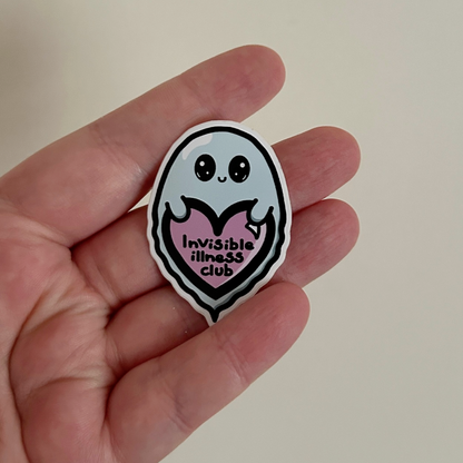 Invisible Illness Club Sticker – Ghost Design, Waterproof Vinyl