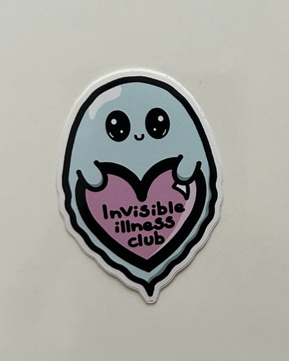 Invisible Illness Club Sticker – Ghost Design, Waterproof Vinyl
