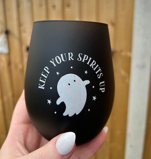Keep Your Spirits Up Stemless Ghost Glass - Fun Halloween Drinkware