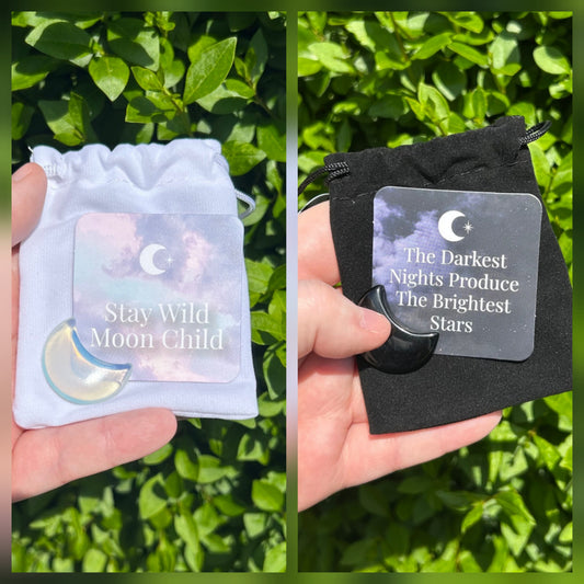 Crystal Moon in a Bag - Opalite “Stay Wild” or Obsidian “Darkest Nights”