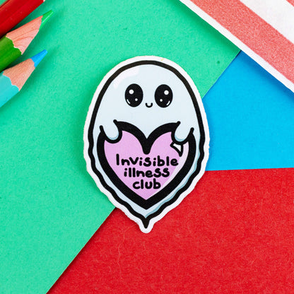 Invisible Illness Club Sticker – Ghost Design, Waterproof Vinyl