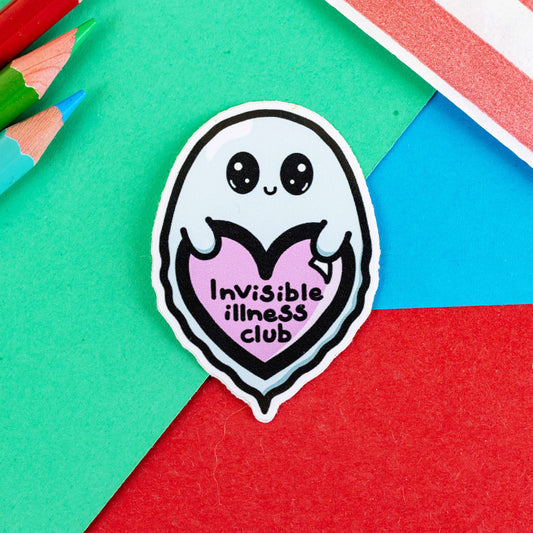 Invisible Illness Club Sticker – Ghost Design, Waterproof Vinyl